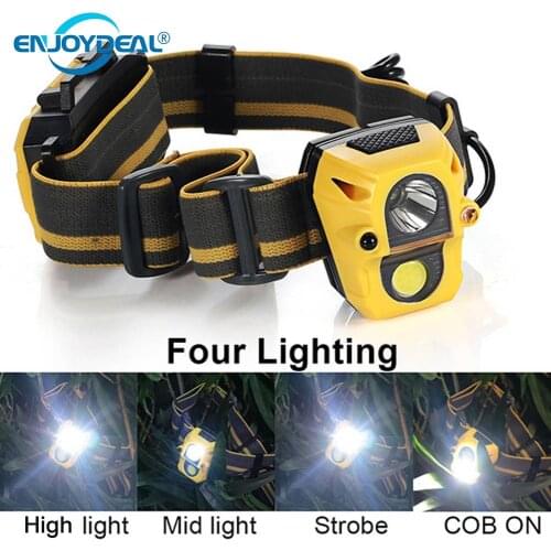 LED Headlight IR Sensor 2000 Lumens 5W COB+XPE Headlight use 3xAAA Battery for Camping Hunting Emergency Helmet Ligh