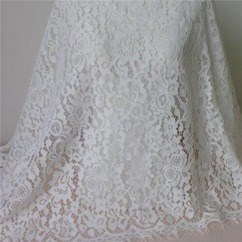 3 meters/lot Gorgeous White Embroidered Eyelash Lace Fabric Bridal Wedding Fabric 65cm Wide