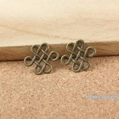 Wholesale 330 pcs Vintage Charms Chinese knot Pendant Antique bronze Fit Bracelets Necklace DIY Metal Jewelry Making 10098