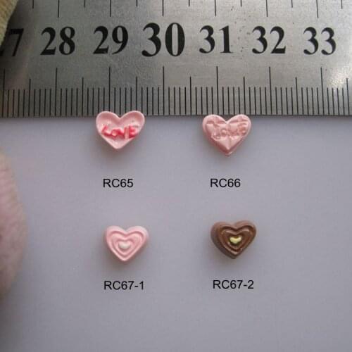 RC65-67 30pcs/bag Cartoon Heart Chocolate Love Heart Resin Cartoon Deco Nail Art Decoration Nail DIY Deco