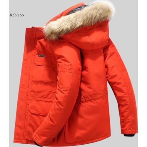 Winter Jackets Men Fur Warm Thick Cotton Multi-Pocket Hooded Parkas Mens Casual Fashion Warm Coats Plus Size 5Xl 6Xl Overcoat
