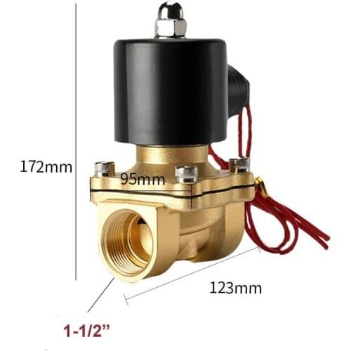 1-1/2" BSP Brass Normally Closed DC Electric Solenoid Valve 24V for Water Air Oil