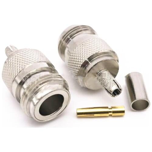 2pcs New Connector N Female Jack Crimp RG58 RG142 LMR195 RG400 Cable RF Adapter Wholesale