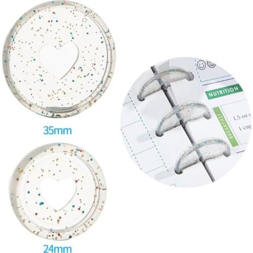 20pcs Glitter Sequin Heart Binder Rings Mushroom Hole Loose Leaf Notebook Binding Plastic Disc Buckle Hoop DIY C5AE