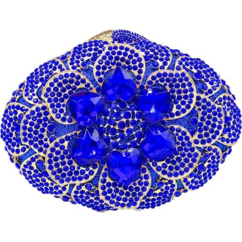 20x15CM Metal Diamonds Women Oval Flower Pattern GeLadytone Bag Dinner Bag Rhinestones Clutch Bag Chain Bag a6608