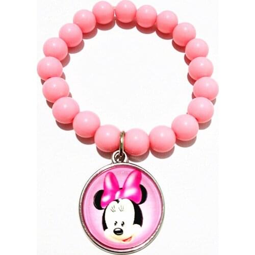24pcs/lot Pink Rose Blue Beads glass bracelets Leather Cartoon Movie hand chain girls Bangle wholesale