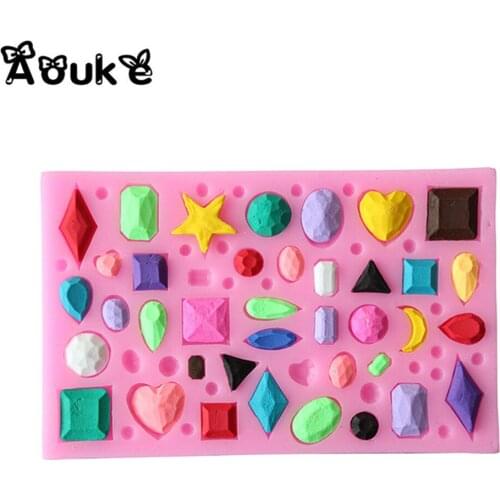 3D Gem Shape Chocolate Cake Mold Soft Pottery Fondant Silicone Mould DIY Cake Wedding Decoration Tools Candy Soap Baking Molds