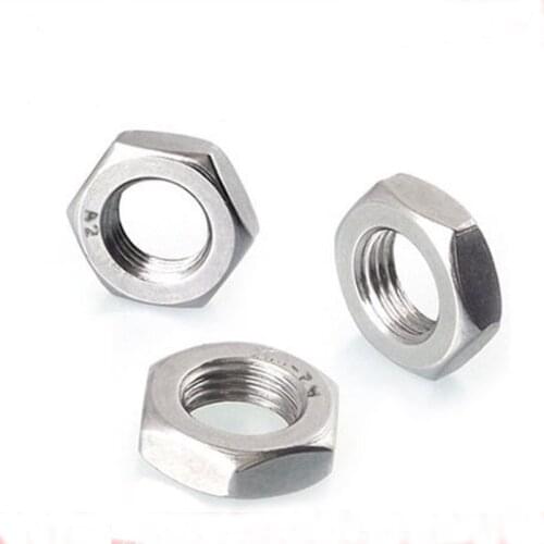 5-10pcs/lot Metric thread M8 M10*1 M12 M14 M16 304 Stainless Steel Hex Thin Nuts