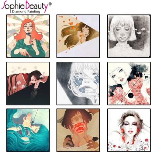 Diamond Painting Cross Stitch Color Beauty Girl Diamond Embroidery Full Square Diamonds Mosaic Of Rhinestones Craft Arts