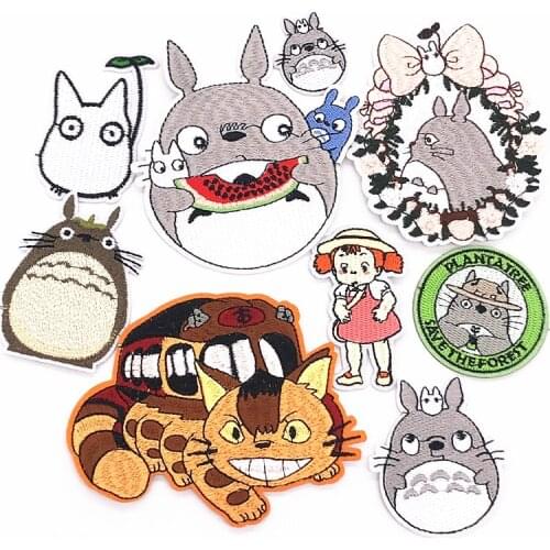9Pcs Cartoon My Neighbor Totoro Animal Patches for Clothes Embroidery Appliques Sew Child Clothing Accessories Badge