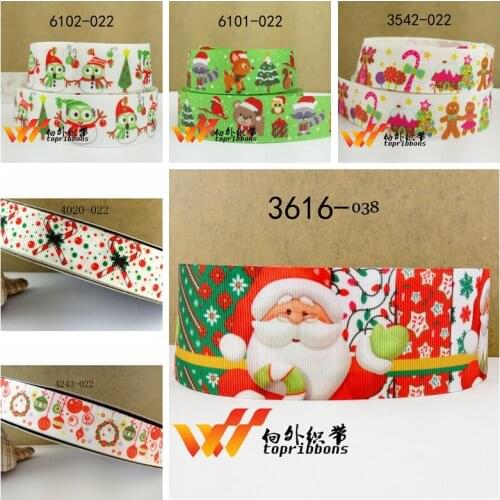 Free shipping 50 yard per size christmas ribbon printed grosgrain ribbon 3616