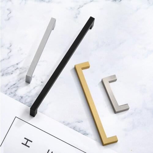 Black Cabinet Knobs and Handles Gold Kitchen Cupboard Door Pulls Square Drawer Door Handle Furniture Handle Door Hardware