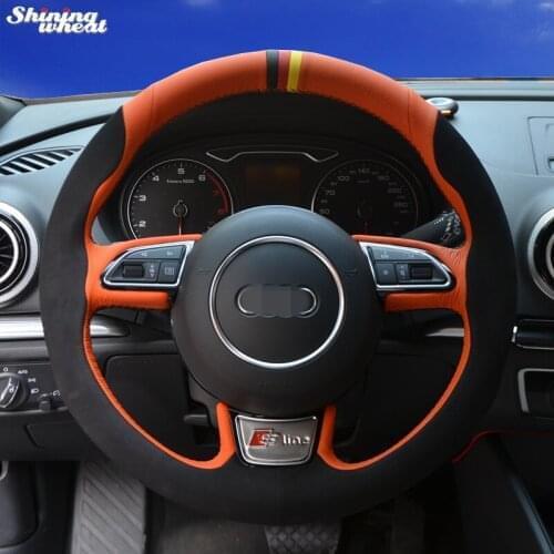 BANNIS Hand-stitched Black Suede Car Steering Wheel Cover for Audi A1 A3 A5 A7