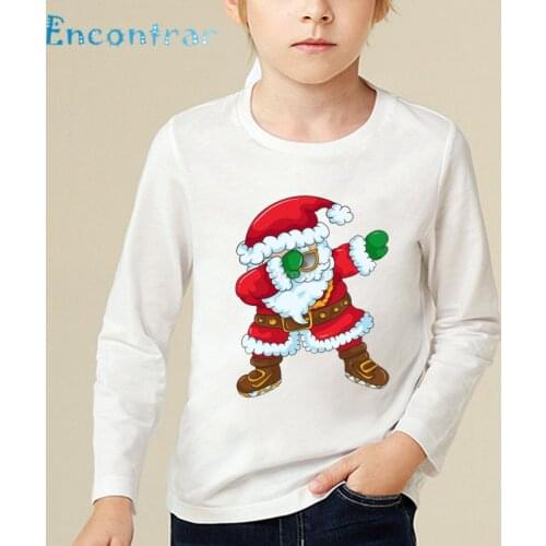 Children Cartoon Print Merry Christmas Dabbing Santa Funny T shirt Baby Boys Girls Long Sleeve Tops Kids Casual Clothes,LKP5112