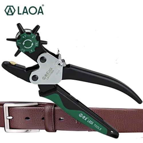 LAOA Sewing Leather Canvas Belt Punch Tool Snap pliers Guitar Pick Puncher Punching Holes On Paper Forceps 6 size punch head