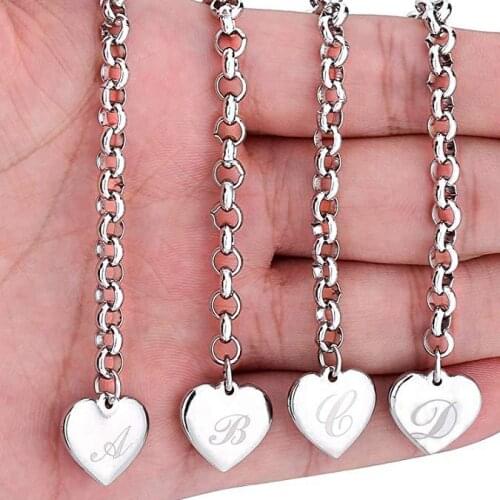 European and American creative couple bracelet heart-shaped 26 English letters DIY fine jewelry Valentine Day gift free shipping