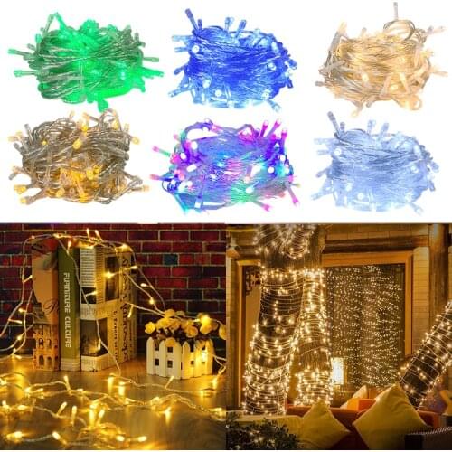 10M 100LED String Lights Christmas Fairy Lights Cooper Wire Garland Home Wedding Party Decor Waterproof Outdoor Holiday Lighting