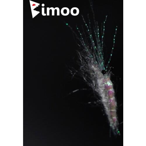 Bimoo 4PCS #1 Artificial Shrimp Fly Bait Pearl Back Flash Shrimps for Trout Saltwater Sabiki Fishing