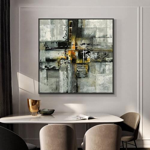 Large Size Abstract Geometric Oil Painting 100% Hand Painted Textured Modern Canvas Art Decorative Paintings For Home Wall Decor