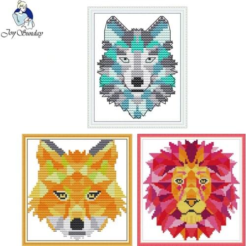 Joy Sunday Abstract Animal Paintings Aida Cross-stitch Kits DMC 11CT 14CT Embroidery Set Wholesale DIY Handmade Crafts