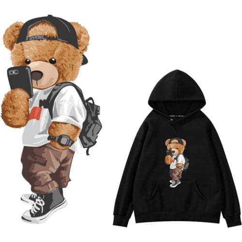 Cool bear stickers patches on clothes thermal Stickers Iron on transfers for clothing iron on heat transfer patches stripes