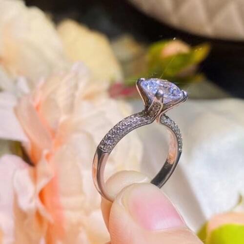 Passed Diamond Test Perfect D Color VVS Moissanite Diamond Ring 1ct-2ct Women Romantic Wedding Luxury Accessories Jewelry