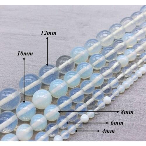 Natural Stone White Opal Beads Opalite Quartz Round Loose BeadsFitMulti-purpose Jewelry Making 4 6 8 10 12MMPick Size J270