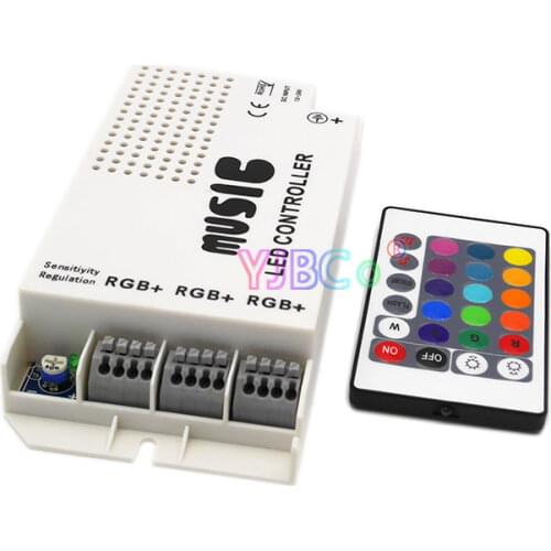 Music Sound RGB LED Controller 3 CH 24key IR Remote DC12V 24V LED Strip light Dimmer switch White