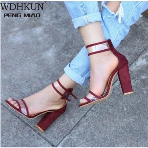 WDHKUN 2020 New womens sandals with womens beach shoes fixed shoes high heel thick with comfortable sandals 35-43