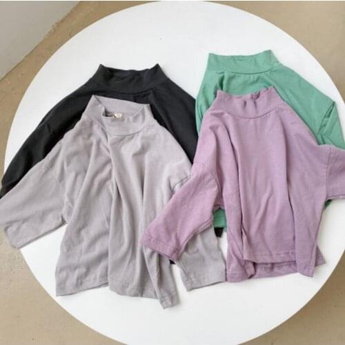 2021 new arrival girls boys autumn full sleeve casual cotton kids t-shirt