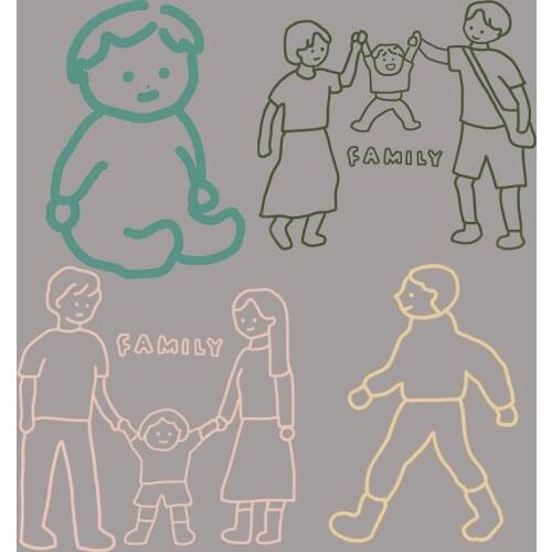 Parent child Iron-on Transfers Patches For Clothing Vinyl Thermo Stickers Applique Diy iron ons Heat Transfer Stripes On Clothes