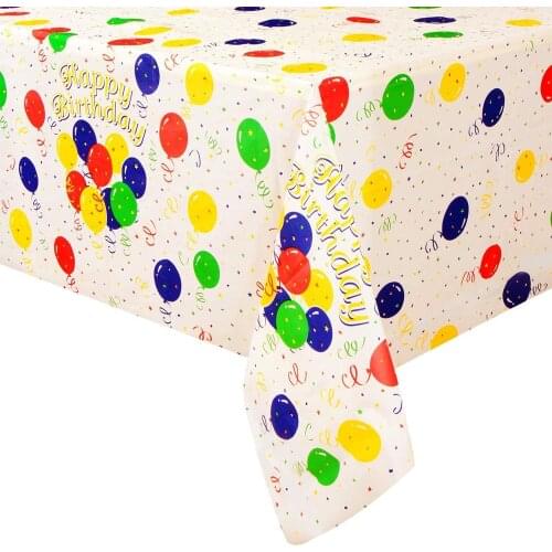 Disposable Tablecloth PEVA Plastic Tablecloth for Party Birthday Girl Baby Baptism Decoration Balloon and Confetti (Color)