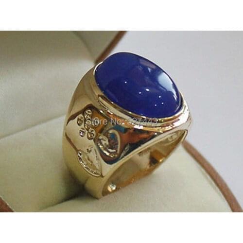 Wholesale >huge stone inaly blue stone bead men ring size 8-10