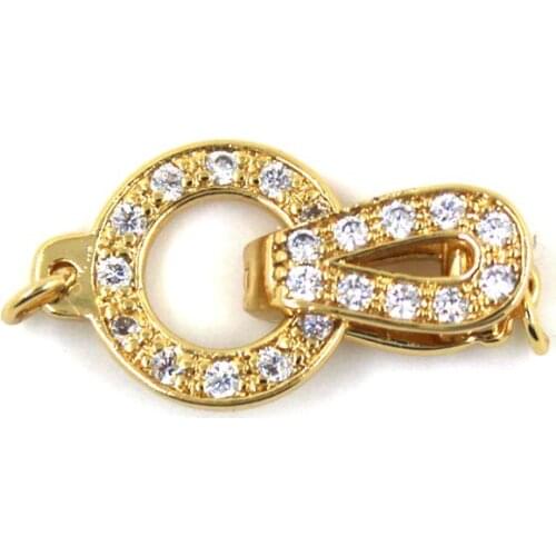 DIY Necklace Bracelet Connectors Clasp 18K Gold Plating Copper Cubic Zirconia Clasps For Jewelry Making Fastening Accessories