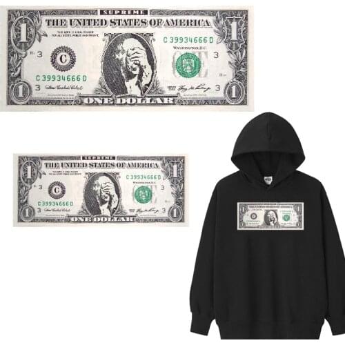 DIY Dollar Patch Iron-on Transfers for Clothing T-shirt Heat Transfer Vinyl Applique Thermal Press Thermo Stickers on Clothes