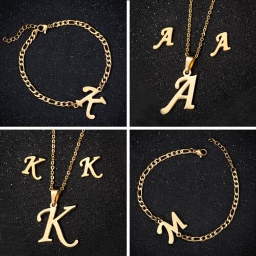 Unique Fashion Initial Necklace A-Z 26 Letters Alphabet Pendants Necklaces for Women Stainless Steel Jewelry Name Pulseiras