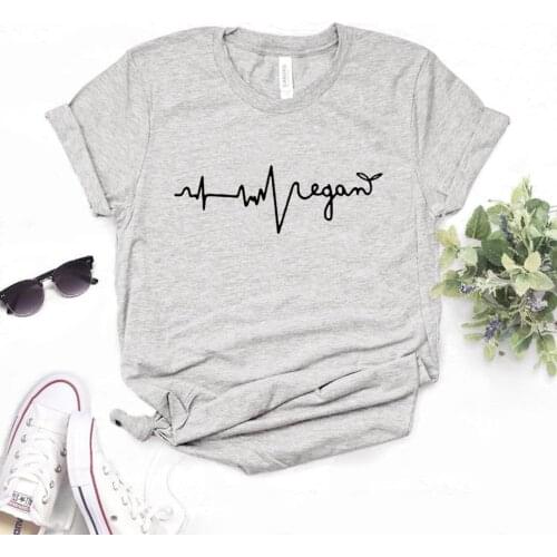 Vegan Heart Beat Print Women tshirt Cotton Casual Funny t shirt Gift Lady Yong Girl Top Tee R615