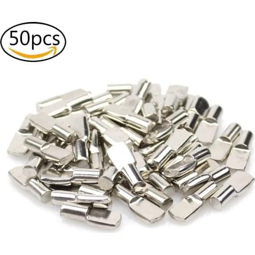 WSFS Hot 50PCS 5mm Shelf Pins, Spoon Shape Cabinet Furniture Shelf Support Pegs Nickel Plated shelf pins