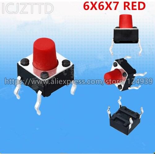 1PCS DIP-4 Red head micro switch 6x6x7.5mm 6*6*7.5mm 6x6x6.5mm 6x6x9.5mm 6x6x7mm 6*6*7mm 4pins Touch Push Button Switches