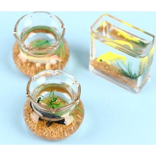 1pc Dollhouse Miniature Glass Fish Tank Bowl Aquarium Doll House Home Ornament Toy For Dollhouse Decals New