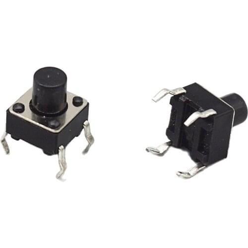 1000PCS 6X6X7mm DIP 4PIN 6*6*7mm Push button switch black tact switches ROHS free shipping D