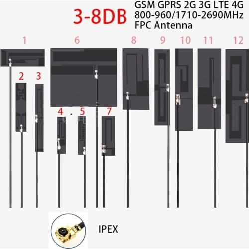 20cm LTE 4G internal FPC soft board antenna ipex u.fl connector RG1.13 8dbi high gain 700-2700MHz