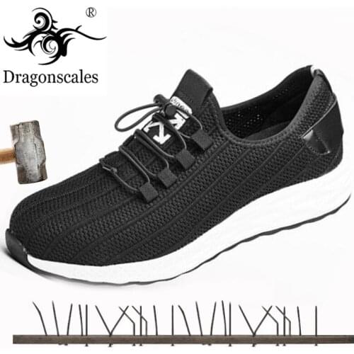 2020 New Breathable Black Steel Toe Work Safety Shoes Lightweight Non-slip Wear-resistant Puncture Midsole Indestructible Shoes