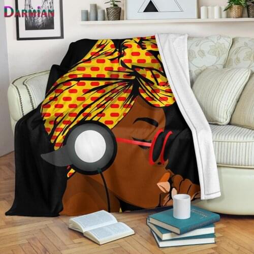 DARMIAN 3D African Black Girl Pattern Personalized Flecce Throw Blanket Soft Sheet for Adult Kids Quilts Air Conditioner Quilt