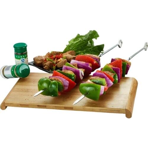 6pcs 21.5'' BBQ Shish Kebab Skewers Stainless Steel Barbecue Sticks Grilling Kabob Needle Metal BBQ Accessories Outdoor Picnic