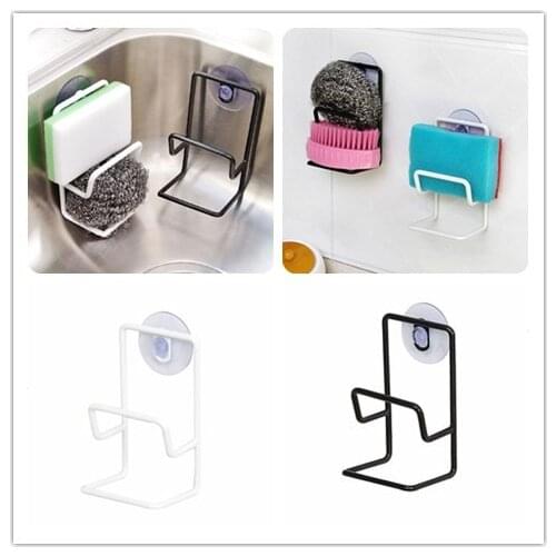 Sponges Holder Sink Accessories Sponges Holder Drain Drying Metal Rack Storage Kitchen Sucker Storage Rack Basket Suction Cup