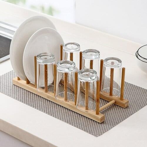 Bamboo Wooden Drainage Dish Rack Storage Plates Holder Kitchen Storage Rack Cabinet Organizer Drying Shelf