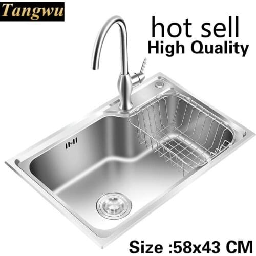 Free shipping Apartment kitchen single trough sink food-grade 304 stainless steel mini hot sell 58x43 CM