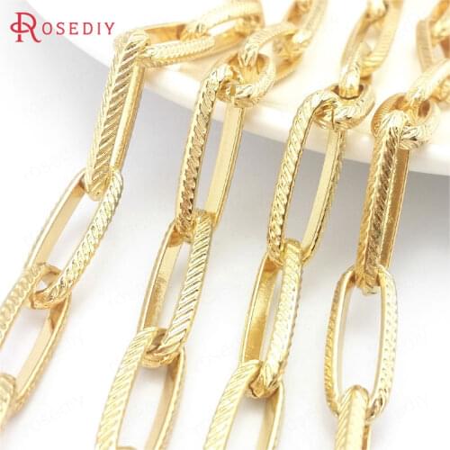 39663)50CM 24K Gold Color Iron Long Oval Shape Necklace Chains Jewelry Chains Jewelry Making Supplies Diy Findings Accessories