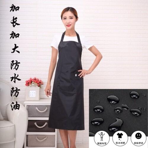 Black simple waterproof apron cooking cooking oil smoke layer lengthened to increase summer sling